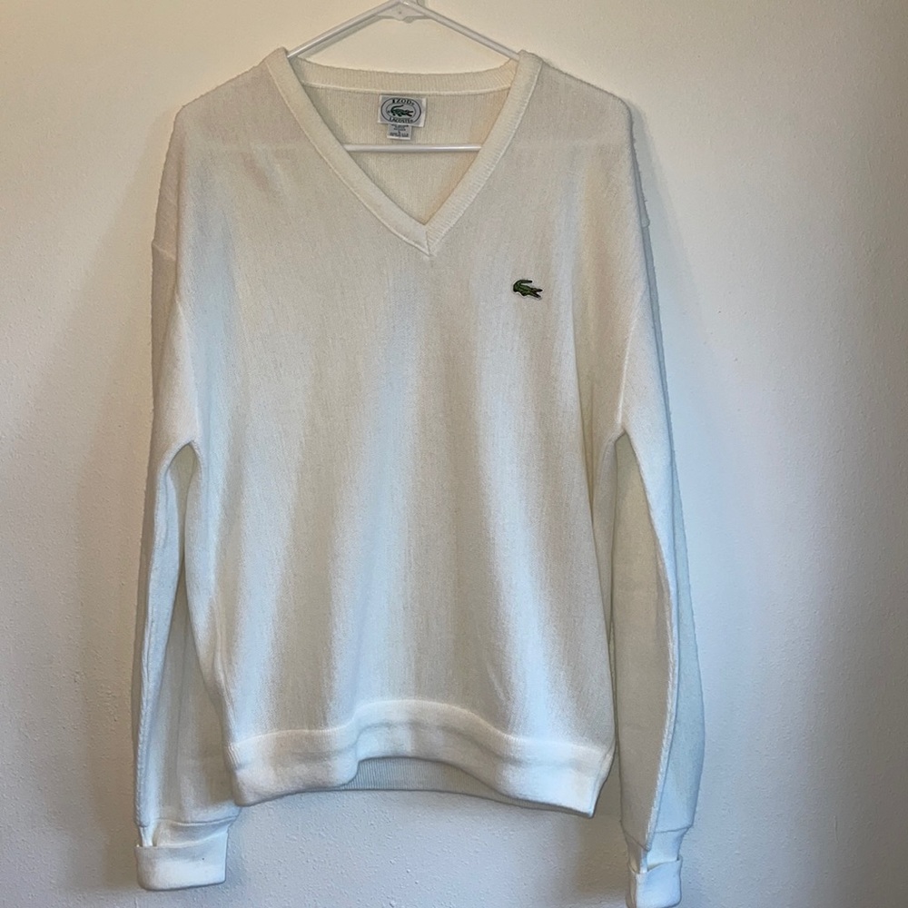 Izod Lacoste Vintage White Sweater - Size L